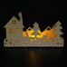 White Wood Christmas Scene Featuring Houses and Trees Ideal for Windowsill or Mantlepiece UK