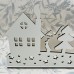 White Wood Christmas Scene Featuring Houses and Trees Ideal for Windowsill or Mantlepiece UK