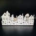 White Wood Christmas Scene Featuring Houses and Trees Ideal for Windowsill or Mantlepiece UK