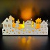 White Wood Christmas Scene Featuring Houses and Trees Ideal for Windowsill or Mantlepiece UK