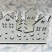 White Wood Christmas Scene Featuring Houses and Trees Ideal for Windowsill or Mantlepiece UK