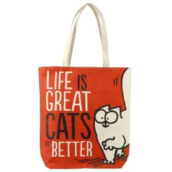 Handy Cotton Zip Up Shopping Bag - Simon's Cat Life is Great