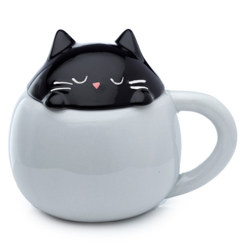 Peeping Lid Ceramic Lidded Animal Mug - Feline Fine Cat