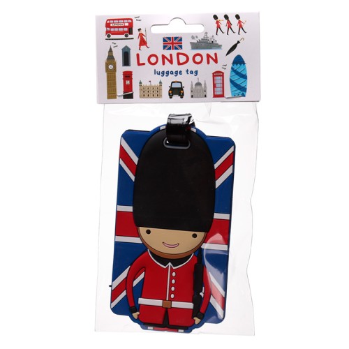 PVC Luggage Tag - London Souvenir Union Jack London Guardsman