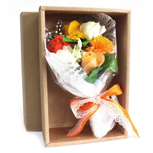 Boxed Hand Soap Flower Bouquet - Orange Boxed Hand Soap Flower Bouquet - Orange