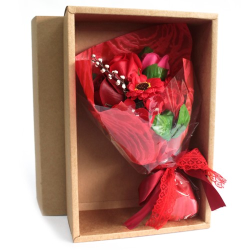 Boxed Hand Soap Flower Bouquet- Red Boxed Hand Soap Flower Bouquet- Red