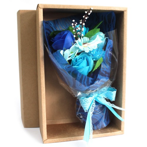 Boxed Hand Soap Flower Bouquet - Blue Boxed Hand Soap Flower Bouquet - Blue