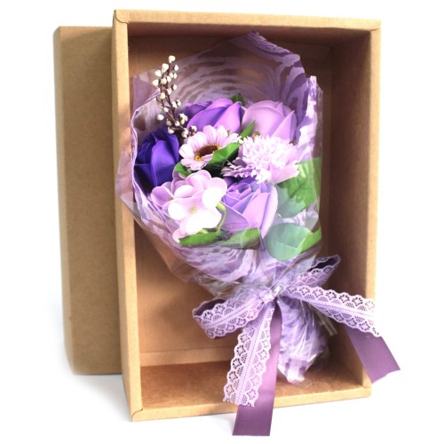 Boxed Hand Soap Flower Bouquet - Purple Boxed Hand Soap Flower Bouquet - Purple