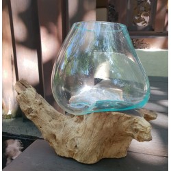 Molten Glass on Wood - Large Bowl