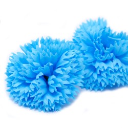 10 Craft Soap Flowers - Carnations - Sky Blue