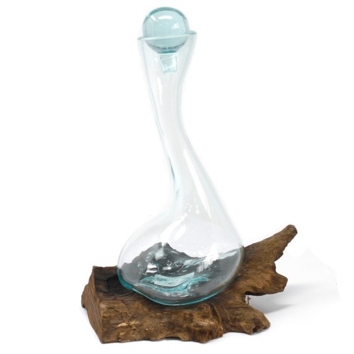 Molten Glass on Wood - Wine Decanter Molten Glass on Wood - Wine Decanter