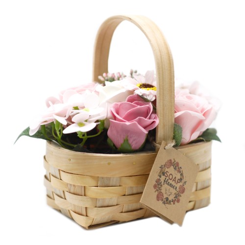 Medium Pink Bouquet in Wicker Basket Medium Pink Bouquet in Wicker Basket