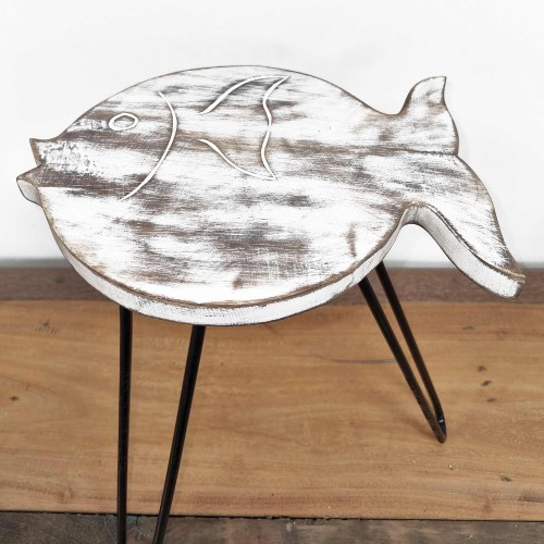 Albasia Wood Fish Stand - Whitewash Albasia Wood Fish Stand - Whitewash