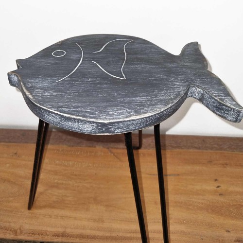 Albasia Wood Fish Stand - Greywash Albasia Wood Fish Stand - Greywash