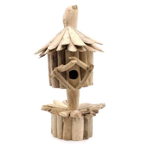 Driftwood Birdbox - On Stand Driftwood Birdbox - On Stand