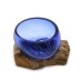 Molton Glass Mini Blue Bowl on Wood Molton Glass Mini Blue Bowl on Wood