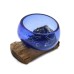 Molton Glass Mini Blue Bowl on Wood Molton Glass Mini Blue Bowl on Wood