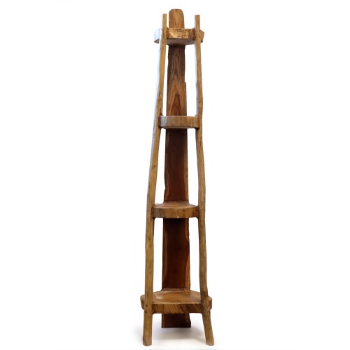 Natural Teak Corner Unit 4 Shelves - 135cm high Natural Teak Corner Unit 4 Shelves - 135cm high