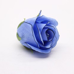 10 Craft Soap Flowers - Med Rose - Blue With Black Rim