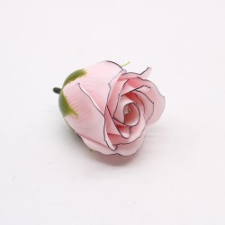 10 Craft Soap Flowers - Med Rose - Pink With Black Rim