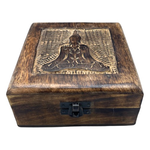 Square Wooden Keepsake Box 13x13x6cm - Buddha Square Wooden Keepsake Box 13x13x6cm - Buddha