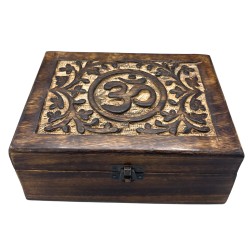 Large Wooden Keepsake Box 20x15x7.5cm -  Om