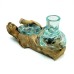 Molten Glass Small Flower Vase and Tealight Holder on Wood Molten Glass Small Flower Vase and Tealight Holder on Wood